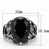 TK1017 - High polished (no plating) Stainless Steel Ring with AAA Grade CZ in Jet - Alamode - Flyclothing LLC