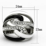 TK1018 - High polished (no plating) Stainless Steel Ring with Top Grade Crystal  in Clear - Alamode