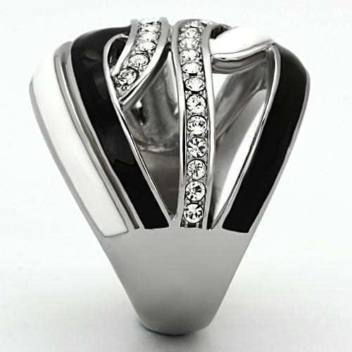 TK1018 - High polished (no plating) Stainless Steel Ring with Top Grade Crystal in Clear - Alamode - Flyclothing LLC