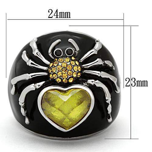 TK1019 - High polished (no plating) Stainless Steel Ring with AAA Grade CZ in Topaz - Alamode - Flyclothing LLC