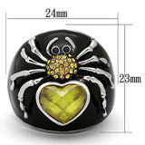 TK1019 - High polished (no plating) Stainless Steel Ring with AAA Grade CZ  in Topaz - Alamode
