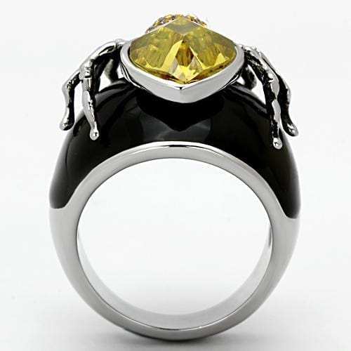 TK1019 - High polished (no plating) Stainless Steel Ring with AAA Grade CZ in Topaz - Alamode - Flyclothing LLC