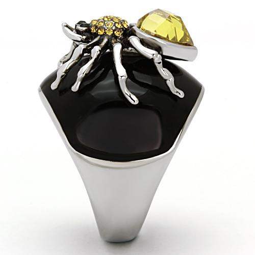 TK1019 - High polished (no plating) Stainless Steel Ring with AAA Grade CZ in Topaz - Alamode - Flyclothing LLC