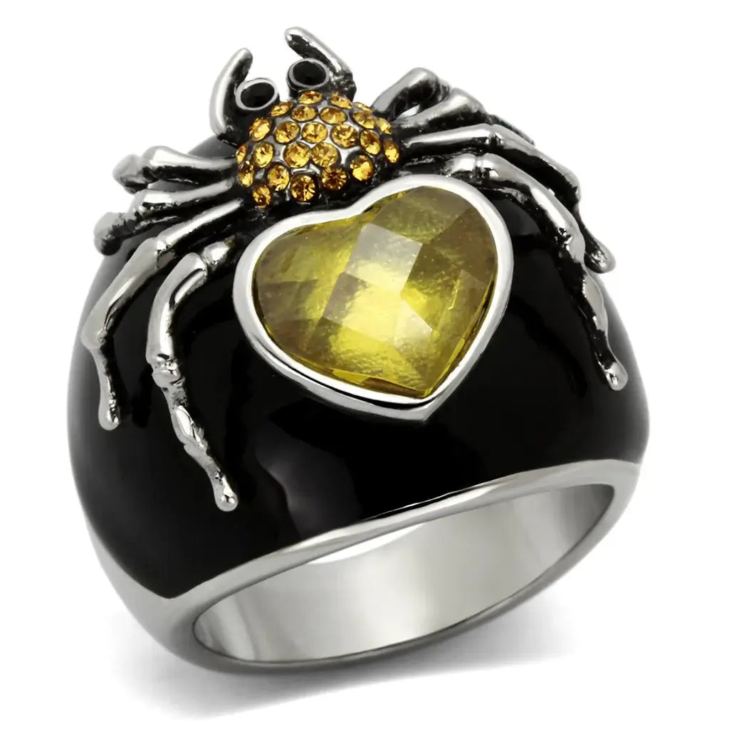 TK1019 - High polished (no plating) Stainless Steel Ring with AAA Grade CZ in Topaz - Alamode - Flyclothing LLC