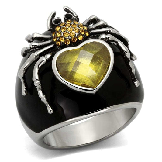 TK1019 - High polished (no plating) Stainless Steel Ring with AAA Grade CZ in Topaz - Alamode - Flyclothing LLC