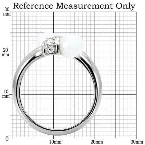 TK101 - High polished (no plating) Stainless Steel Ring with Milky CZ in White - Alamode - Flyclothing LLC