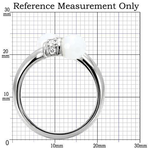 TK101 - High polished (no plating) Stainless Steel Ring with Milky CZ  in White