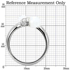 TK101 - High polished (no plating) Stainless Steel Ring with Milky CZ  in White