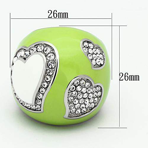 TK1021 - High polished (no plating) Stainless Steel Ring with Top Grade Crystal in Clear - Alamode - Flyclothing LLC