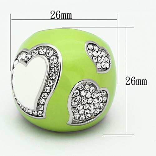 TK1021 - High polished (no plating) Stainless Steel Ring with Top Grade Crystal in Clear - Alamode - Flyclothing LLC