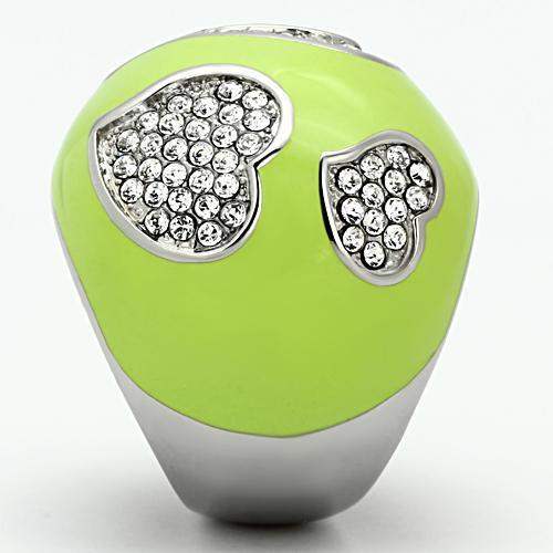 TK1021 - High polished (no plating) Stainless Steel Ring with Top Grade Crystal in Clear - Alamode - Flyclothing LLC