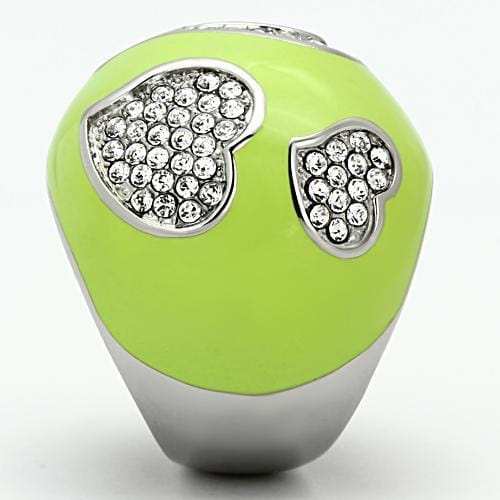 TK1021 - High polished (no plating) Stainless Steel Ring with Top Grade Crystal in Clear - Alamode - Flyclothing LLC