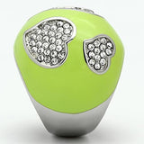 TK1021 - High polished (no plating) Stainless Steel Ring with Top Grade Crystal  in Clear - Alamode