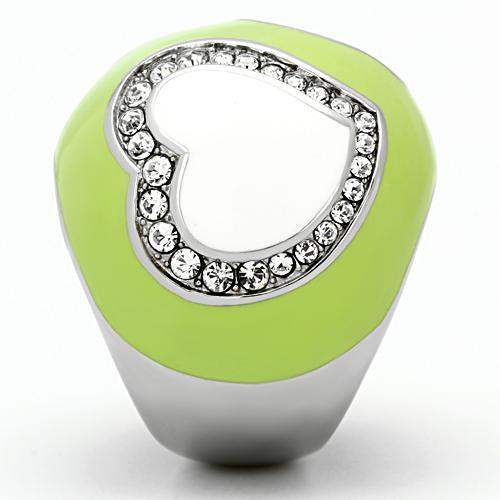 TK1021 - High polished (no plating) Stainless Steel Ring with Top Grade Crystal in Clear - Alamode - Flyclothing LLC