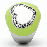 TK1021 - High polished (no plating) Stainless Steel Ring with Top Grade Crystal in Clear - Alamode - Flyclothing LLC