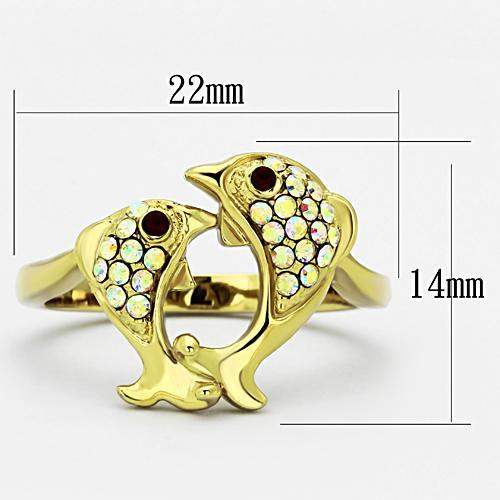 TK1023 - IP Gold(Ion Plating) Stainless Steel Ring with Top Grade Crystal in Multi Color - Alamode - Flyclothing LLC