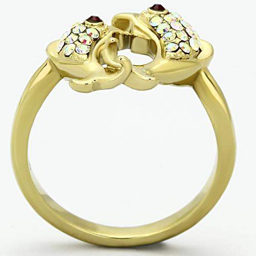TK1023 - IP Gold(Ion Plating) Stainless Steel Ring with Top Grade Crystal in Multi Color - Alamode - Flyclothing LLC