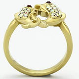 TK1023 - IP Gold(Ion Plating) Stainless Steel Ring with Top Grade Crystal in Multi Color - Alamode - Flyclothing LLC