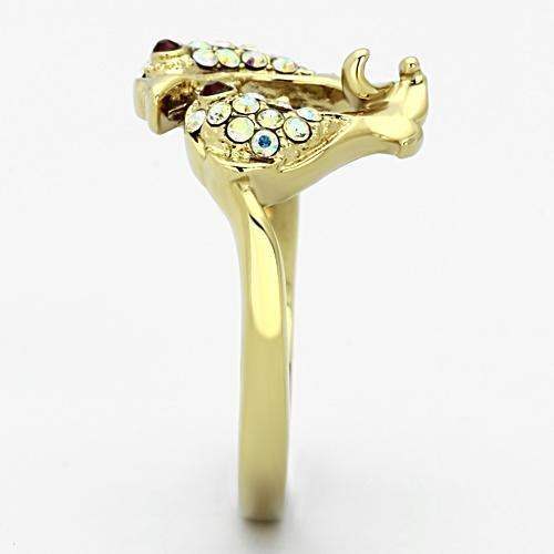TK1023 - IP Gold(Ion Plating) Stainless Steel Ring with Top Grade Crystal in Multi Color - Alamode - Flyclothing LLC