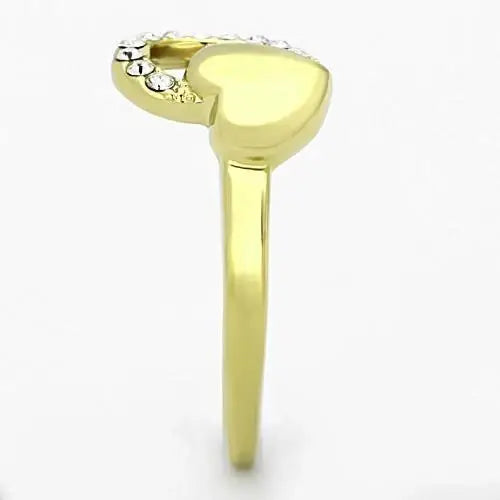 TK1024 - IP Gold(Ion Plating) Stainless Steel Ring with Top Grade Crystal in Clear - Alamode - Flyclothing LLC