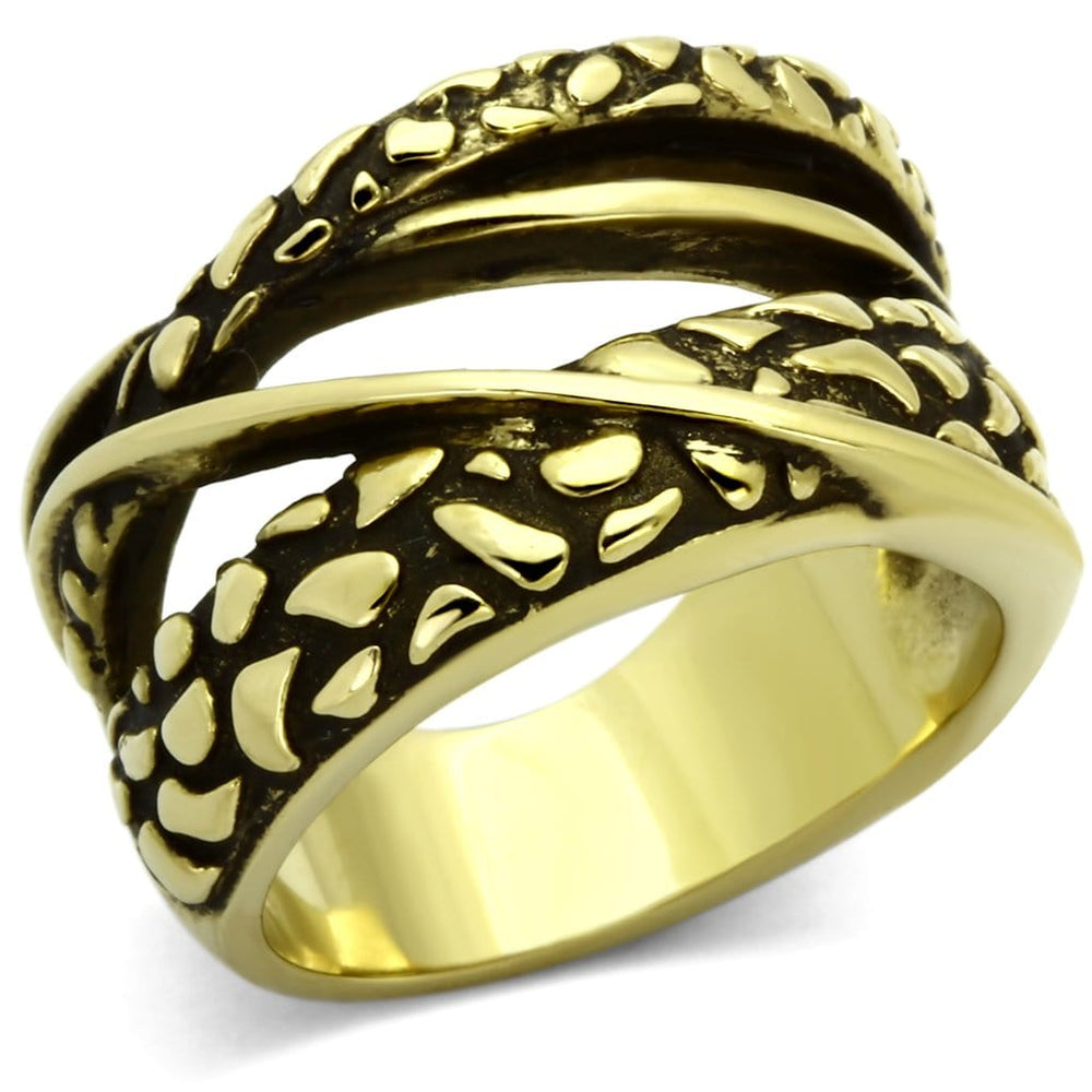 TK1025 - IP Gold(Ion Plating) Stainless Steel Ring with No Stone - Alamode