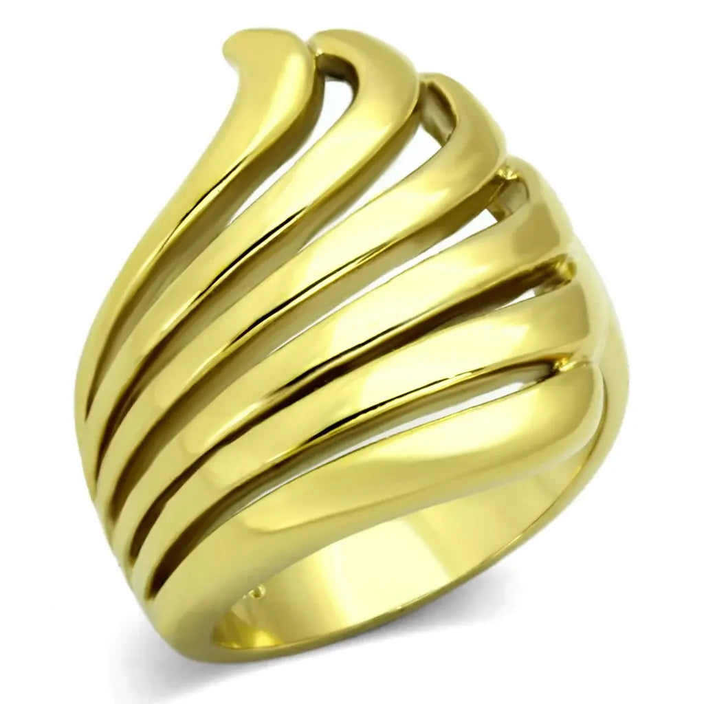 TK1028 - IP Gold(Ion Plating) Stainless Steel Ring with No Stone - Alamode - Flyclothing LLC