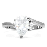 TK102 - High polished (no plating) Stainless Steel Ring with AAA Grade CZ  in Clear - Alamode