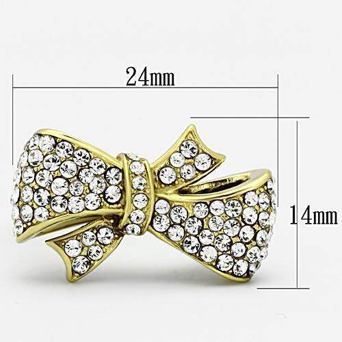 TK1032 - IP Gold(Ion Plating) Stainless Steel Ring with Top Grade Crystal in Clear - Alamode - Flyclothing LLC