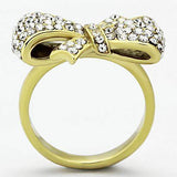 TK1032 - IP Gold(Ion Plating) Stainless Steel Ring with Top Grade Crystal in Clear - Alamode - Flyclothing LLC