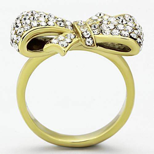 TK1032 - IP Gold(Ion Plating) Stainless Steel Ring with Top Grade Crystal in Clear - Alamode - Flyclothing LLC