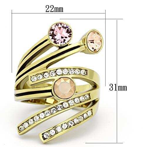 TK1033 - IP Gold(Ion Plating) Stainless Steel Ring with Top Grade Crystal in Multi Color - Alamode - Flyclothing LLC