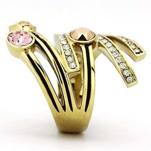 TK1033 - IP Gold(Ion Plating) Stainless Steel Ring with Top Grade Crystal in Multi Color - Alamode - Flyclothing LLC