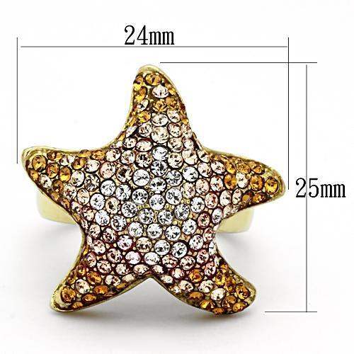 TK1034 - IP Gold(Ion Plating) Stainless Steel Ring with Top Grade Crystal in Multi Color - Alamode - Flyclothing LLC
