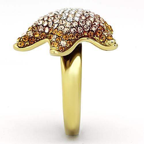 TK1034 - IP Gold(Ion Plating) Stainless Steel Ring with Top Grade Crystal in Multi Color - Alamode - Flyclothing LLC
