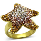 TK1034 - IP Gold(Ion Plating) Stainless Steel Ring with Top Grade Crystal in Multi Color - Alamode - Flyclothing LLC
