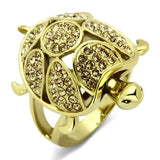 TK1035 - IP Gold(Ion Plating) Stainless Steel Ring with Top Grade Crystal in Citrine Yellow - Alamode - Flyclothing LLC