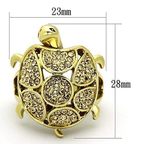 TK1035 - IP Gold(Ion Plating) Stainless Steel Ring with Top Grade Crystal in Citrine Yellow - Alamode - Flyclothing LLC