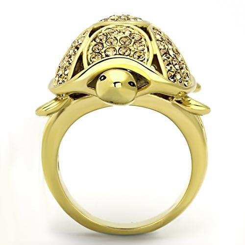 TK1035 - IP Gold(Ion Plating) Stainless Steel Ring with Top Grade Crystal in Citrine Yellow - Alamode - Flyclothing LLC