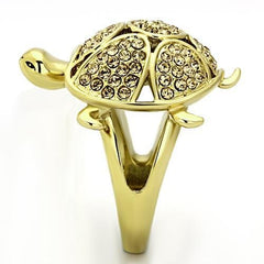 TK1035 - IP Gold(Ion Plating) Stainless Steel Ring with Top Grade Crystal  in Citrine Yellow