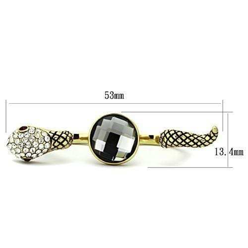 TK1036 - IP Gold(Ion Plating) Stainless Steel Ring with Synthetic Glass Bead in Black Diamond - Alamode - Flyclothing LLC