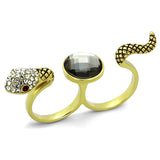 TK1036 - IP Gold(Ion Plating) Stainless Steel Ring with Synthetic Glass Bead in Black Diamond - Alamode