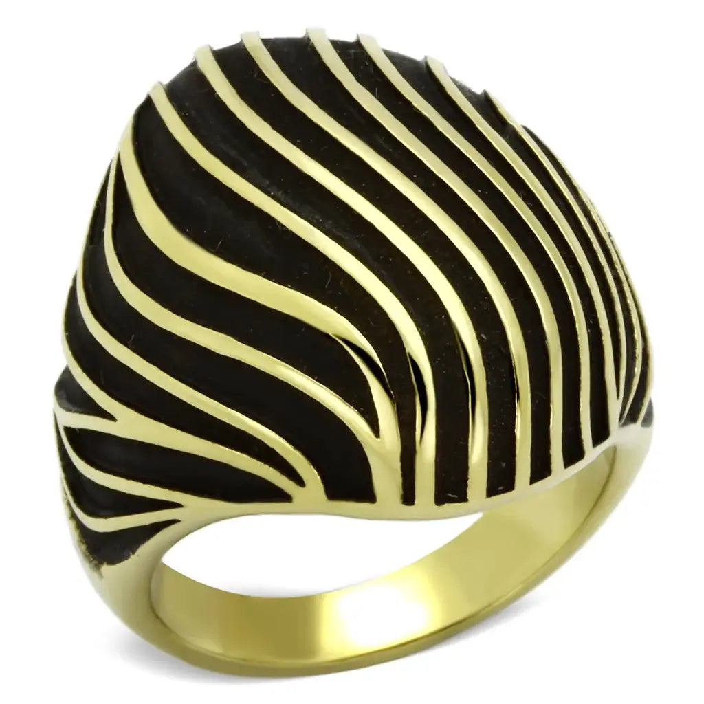 TK1037 - IP Gold(Ion Plating) Stainless Steel Ring with No Stone - Alamode - Flyclothing LLC