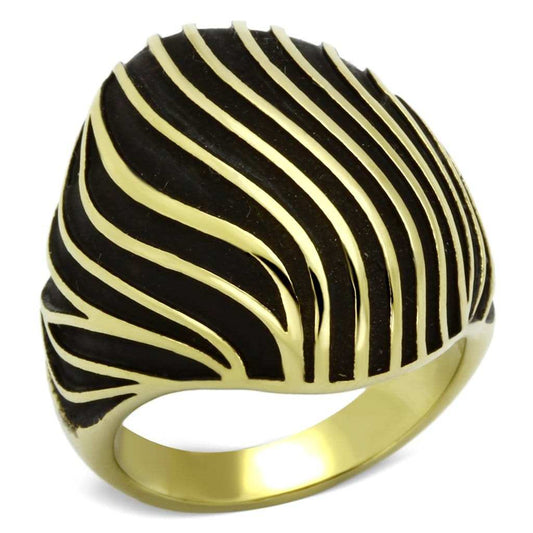 TK1037 - IP Gold(Ion Plating) Stainless Steel Ring with No Stone - Alamode - Flyclothing LLC