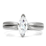 TK103 - High polished (no plating) Stainless Steel Ring with AAA Grade CZ  in Clear - Alamode