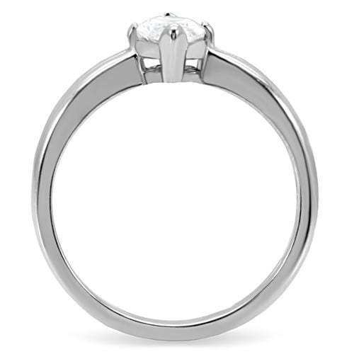 TK103 - High polished (no plating) Stainless Steel Ring with AAA Grade CZ in Clear - Alamode - Flyclothing LLC