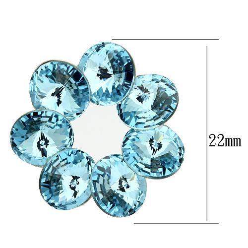 TK1044 - High polished (no plating) Stainless Steel Earrings with Top Grade Crystal in Sea Blue - Alamode - Flyclothing LLC