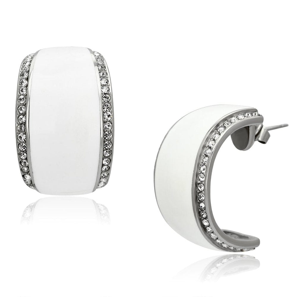 TK1046 - High polished (no plating) Stainless Steel Earrings with Top Grade Crystal  in Clear - Alamode