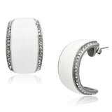 TK1046 - High polished (no plating) Stainless Steel Earrings with Top Grade Crystal  in Clear - Alamode