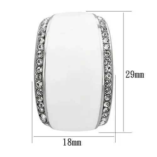 TK1046 - High polished (no plating) Stainless Steel Earrings with Top Grade Crystal in Clear - Alamode - Flyclothing LLC