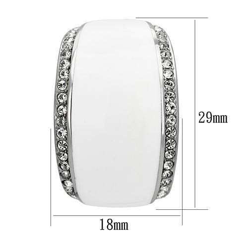 TK1046 - High polished (no plating) Stainless Steel Earrings with Top Grade Crystal in Clear - Alamode - Flyclothing LLC